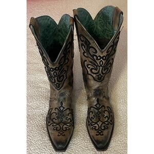 Corral Mens Cowboy Western Boots Brown Embroidered Leather 10M